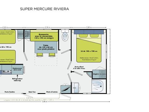 MOBILHOME 4 personnes - Super Mercure 27.5m² - 2 chambres