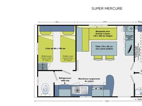 MOBILHOME 4 personnes - Super Mercure 27.5m² - 2 chambres