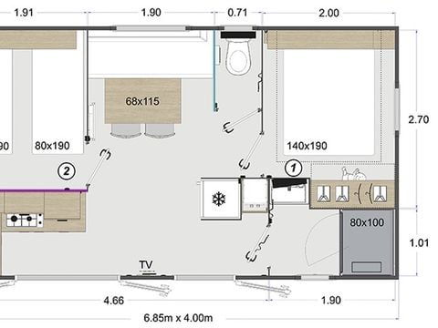 MOBILHOME 4 personnes - Mobil home 2 chambres confort- 26m² 2/4 pers