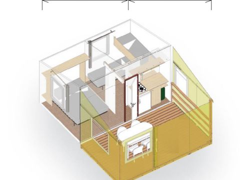 BUNGALOW TOILÉ 5 personnes - 2 chambres - 21m² sans sanitaires