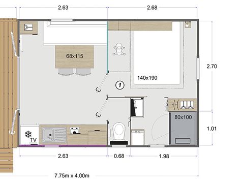 MOBILHOME 4 personnes - 1 chambre confort - 20m²*