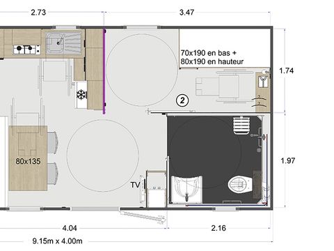 MOBILHOME 6 personnes - Mobil home 2 chambres confort PMR - 34m² 4/6 pers