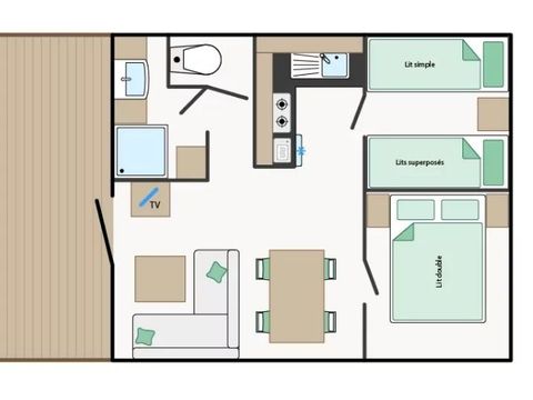 Mobilhome 5 personnes - Mobile-home FAUVETTE*** 5 personnes