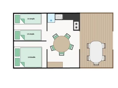 Tente en toile et en bois 4 personnes - Lodge PINSON 4 personnes