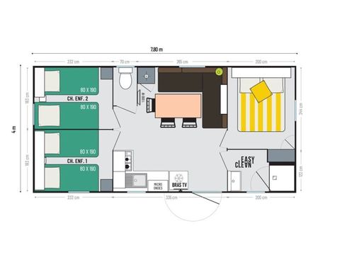 MOBILHOME 6 personnes -  Aqua 3 Chambres 6 Personnes Terrasse semi-couverte