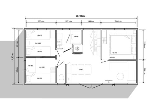 MOBILHOME 6 personnes -  Aqua Espace 3 Chambres 6 Personnes Terrasse semi-couverte