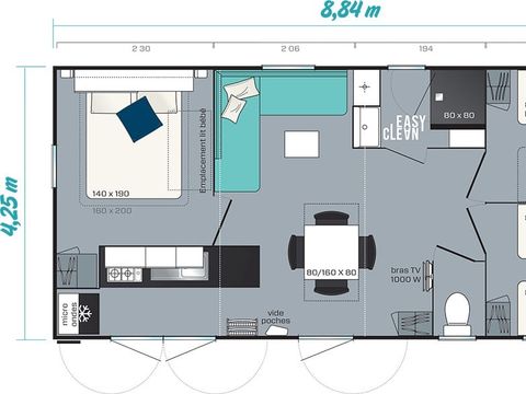 Mobilhome 6 personnes - Comfort XL | 3 Ch. | 6 Pers. | Terrasse surélevée | Clim. | TV