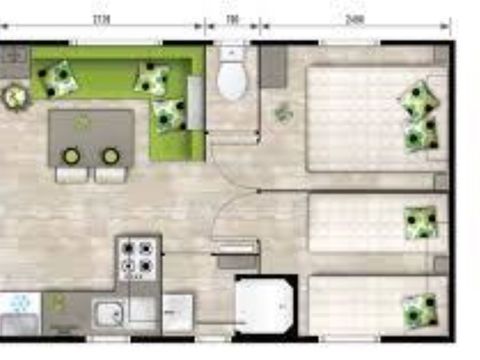 Mobilhome 2 personnes - Premium avec SPA avec Vue 27m² (1ch -2 pers.) + terrasse semi-couverte 10 m² + TV 2 pers