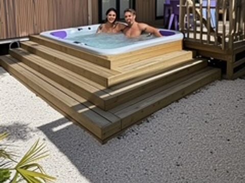 MOBILHOME 4 personnes - Premium 30m² 2 chambres + terrasse 25m² - TV - Clim - Spa 1/4 pers