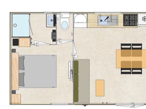Mobilhome 4 personnes - Cottage Privilège climatisé - 2 chambres - 2 salles de bain