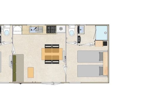 Mobilhome 4 personnes - Cottage Privilège climatisé - 2 chambres - 2 salles de bain