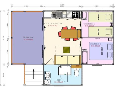 TENTE TOILE ET BOIS 4 personnes - Cosyflower Premium 38 m² - 2 chambres - TV + Lave vaisselle + Draps + Serviettes