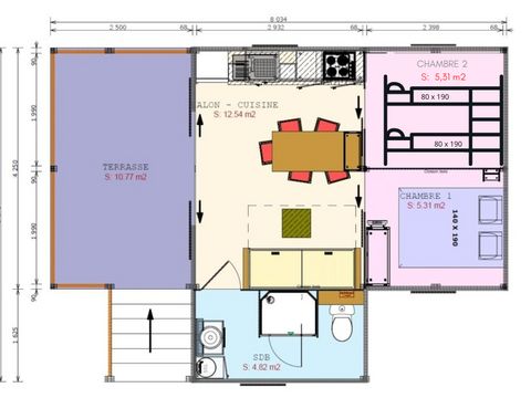 TENTE TOILE ET BOIS 4 personnes - Cosyflower Premium 38 m² - 2 chambres - TV + Lave vaisselle + Draps + Serviettes