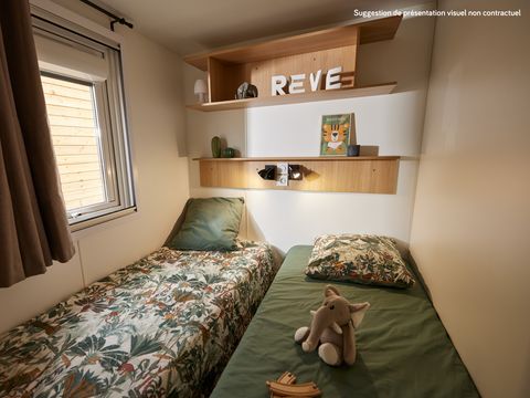 MOBILHOME 4 personnes - Homeflower Premium 26,5m² - 2 chambres  + terrasse + TV + lave-vaisselle + Clim + Draps + Serviettes