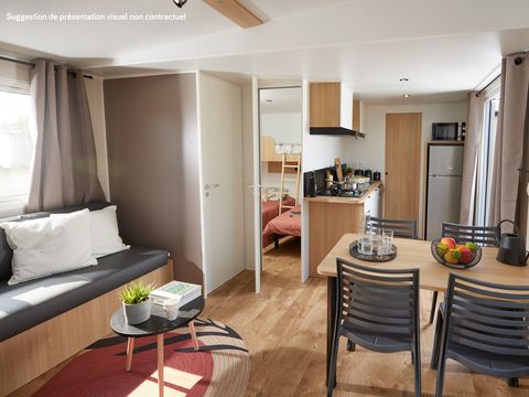 MOBILHOME 6 personnes - Homeflower Premium 30,50m² - 3 chambres + terrasse + TV + lave-vaisselle + Draps + Serviettes + Clim