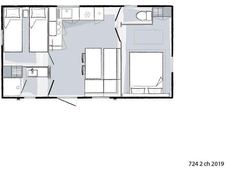 MOBILHOME 4 personnes - Mobilhome OCEAN Confort 27m² - 2 chambres / terrasse couverte + TV 4 pers