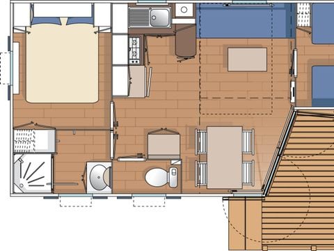 MOBILHOME 4 personnes - Mobilhome IROISE Standard 25.5m² - 2 chambres / terrasse intégrée semi-couverte + TV 4 pers
