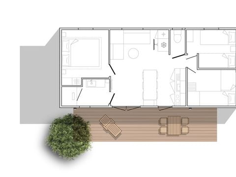 Mobilhome 6 personnes - Mobil-home HORIZON Premium 33m² 3 chambres Terrasse couverte