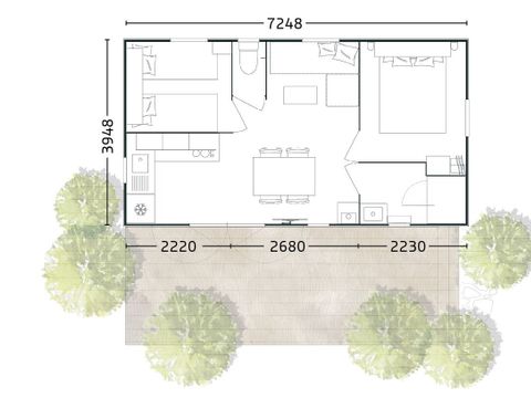 MOBILHOME 4 personnes - MARIN Confort 27 m² - 2 chambres / terrasse couverte + TV