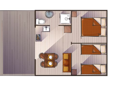 Tente en toile et en bois 4 personnes - La Cabane 2 chambres