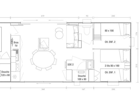 Mobilhome 8 personnes - Key west 3 chambres +1 chambre