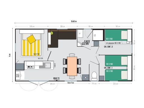 Mobilhome 6 personnes - Crusoë 3 chambres<br/><br/>