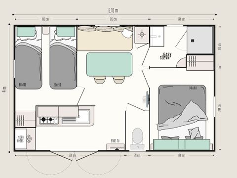 MOBILHOME 4 personnes - Pacific 2 chambres Dim