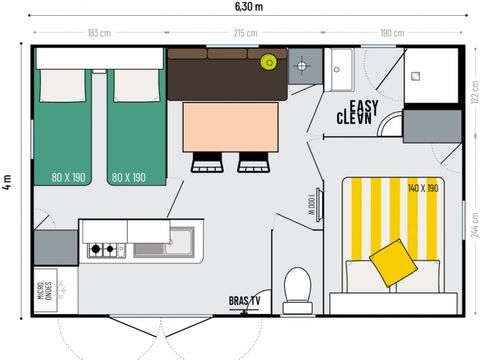 Mobilhome 4 personnes - Wilson 2 chambres