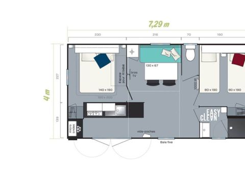 Mobilhome 6 personnes - Ara 2 chambres