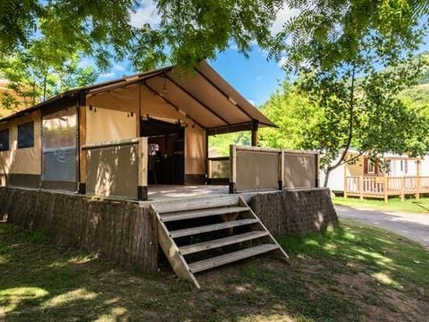 TENTE TOILE ET BOIS 5 personnes - Tente Lodge 3 Pièces 5 Personnes + TV