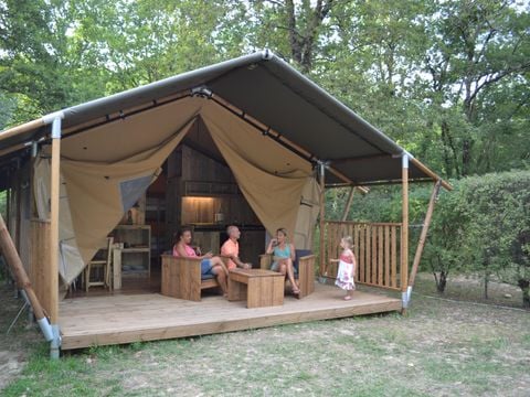 TENTE TOILE ET BOIS 4 personnes - Lodge Safari - 25m² - 2 chambres + terrasse 10m2