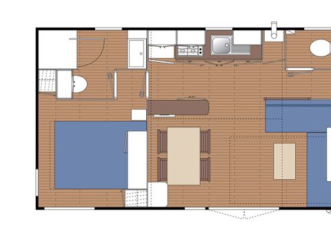 MOBILHOME 4 personnes - CONFORT PLUS- 2 chambres + 2 salles de bain- Clim et TV inclus