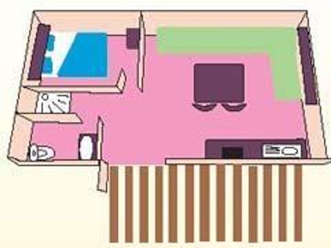 MOBILHOME 3 personnes - Cottage Duo - 1 chambre : 21 m² + terrasse 11 m²