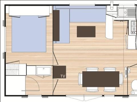 MOBILHOME 6 personnes - Cottage Family - 3 chambres : 33 m² + 11 m² terrasse semi couverte