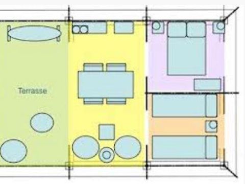 TENTE TOILE ET BOIS 5 personnes - LODGE 34 m², 2 chambres, sans sanitaire 4/5 pers