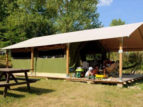 TENTE TOILE ET BOIS 5 personnes - Lodge Nature 3 Pièces 5 Personnes Sans Sanitaires