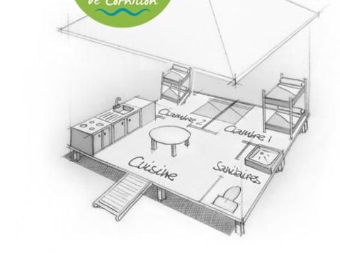 Hébergement 6 personnes - Cabane équipée - 2 chambres 25m²