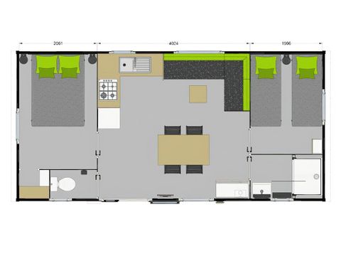 MOBILHOME 6 personnes - PASSION ESPACE 2 CHAMBRES