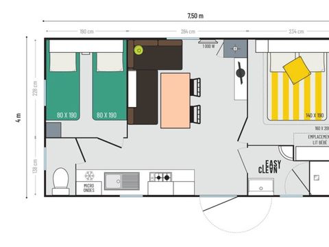 Mobilhome 6 personnes - Grand Confort 2 chambres 4/6 places