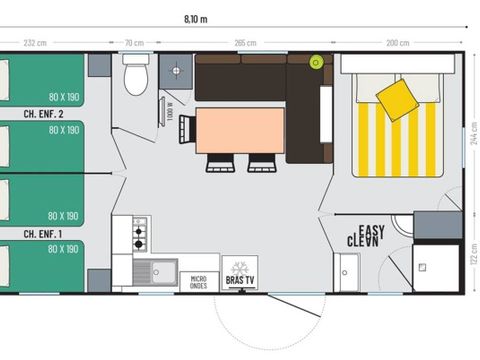 Mobilhome 8 personnes - Grand Confort 3 chambres 6/8 places