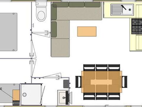 MOBILHOME 8 personnes -  Premium | 4 Ch. | 8 Pers. | Terrasse Lounge | Outdoor kitchen | 2 SDB | Clim. | TV