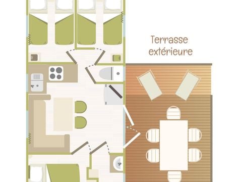 MOBILHOME 6 personnes - Mobil-Home Charme 3 chambres 6p