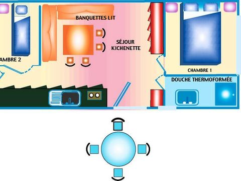MOBILHOME 6 personnes - 3 Pièces 4/6 Personnes Climatisé + TV