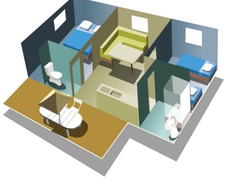 MOBILHOME 5 personnes - 2 chambres climatisé (29 m²) - n°51 à 63B