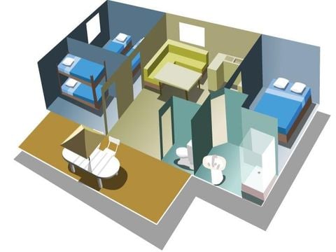 Mobilhome 6 personnes - 3 chambres climatisé en bord de Rivière (33 m²) n°3 à 5