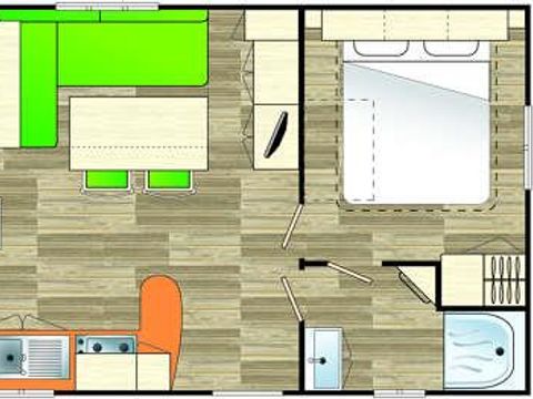 MOBILHOME 4 personnes - Cottage Confort 29 m2 avec terrasse couverte