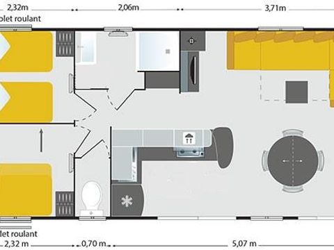 MOBILHOME 6 personnes - Cottage Family Prestige, 3 Chambres avec TV incluse