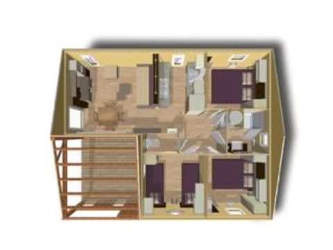 Chalet 6 personnes - Cottage Confort Clim - 3 chambres - CONFORT CLIM - 32 à 42m² - Clim - TV - Lave-vaisselle - Plancha