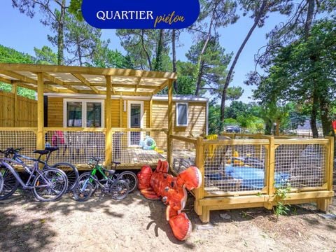 Mobilhome 5 personnes - Family - 2 chambres - PREMIUM -28m²-Roselune-Clim-TV-lave-vaiss.-plancha-terrasse - XXL couverte