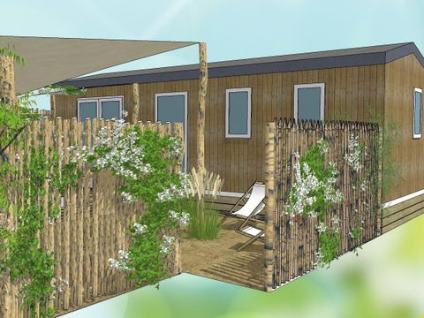 Mobilhome 10 personnes - Tribu - 5 chambres - -CLIM-2 salles de bain-TV-lave-vaisselle-Plancha-terrasse couverte-56m² - PREMIUM